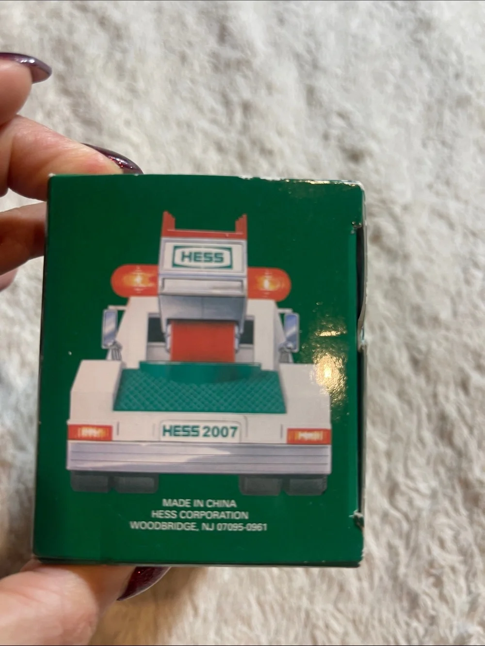 2007 Miniature hess Rescue Truck - White and Green with Red Ladder